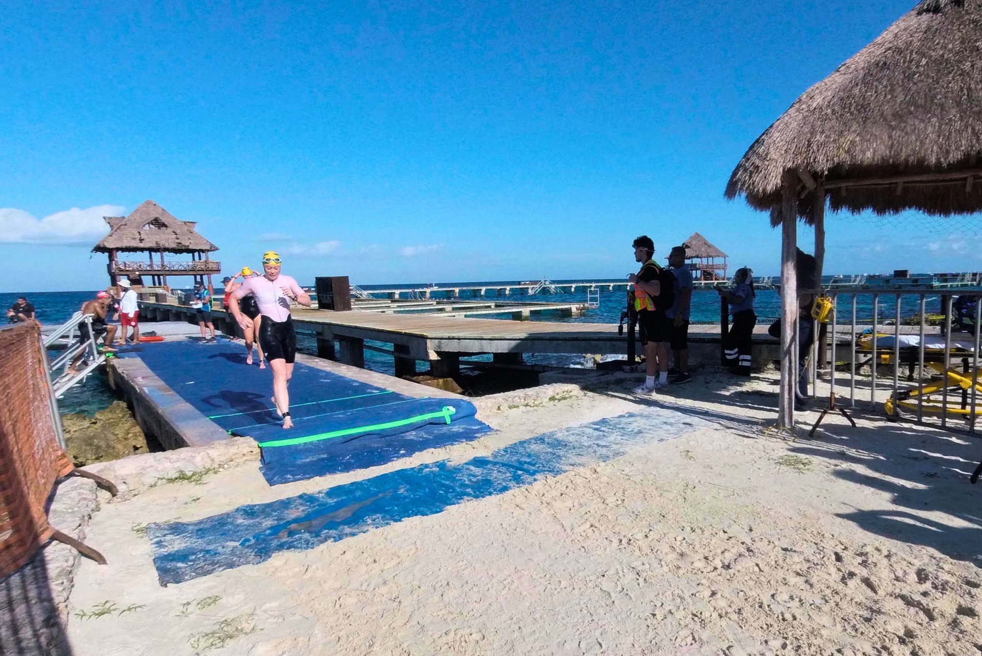 The Ironman Cozumel swim exit at chankanaab.