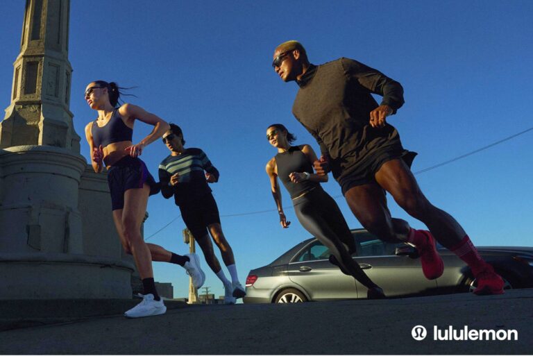 Four people running in the lululemon spring 2026 collection.